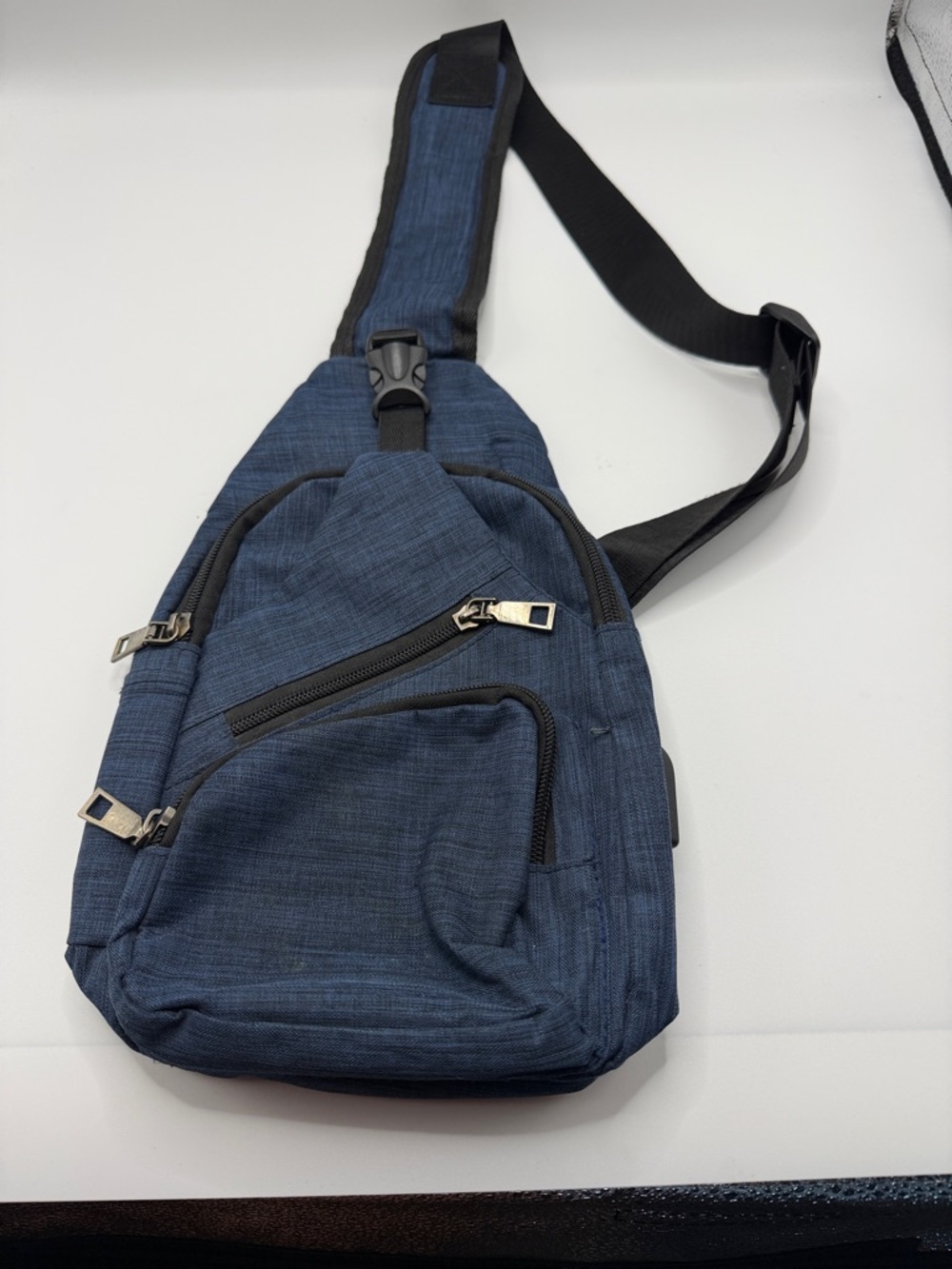 Unisex Nupouch Blue Sling Bag with Adjustable Strap